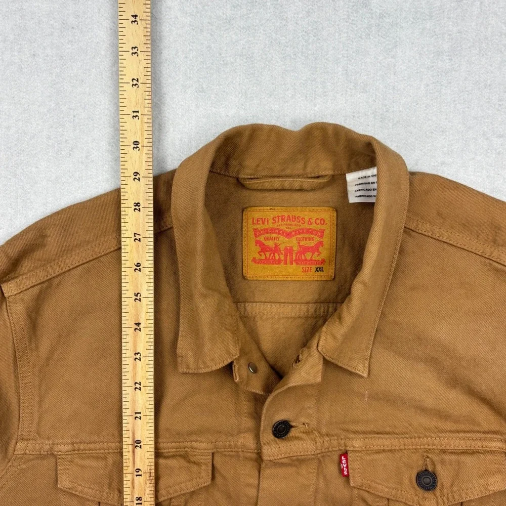 Levis Mens XXL Brown Duck Canvas Type III Trucker Jacket Distressed Workwear
